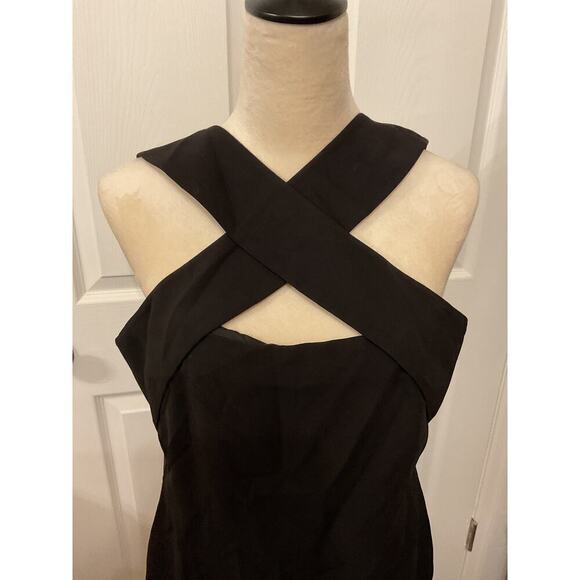 NWT Halston Andie Stretch Crepe Cocktail Mini Dress in Jet Black, 12 - Picture 7 of 8